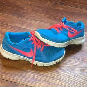 Bright Blue and Coral Nike Sneakers